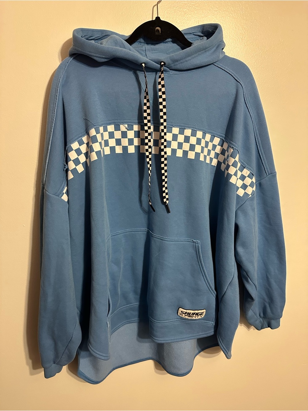 Savage X Fenty XSsential Oversized Racer Hoodie in Light Blue